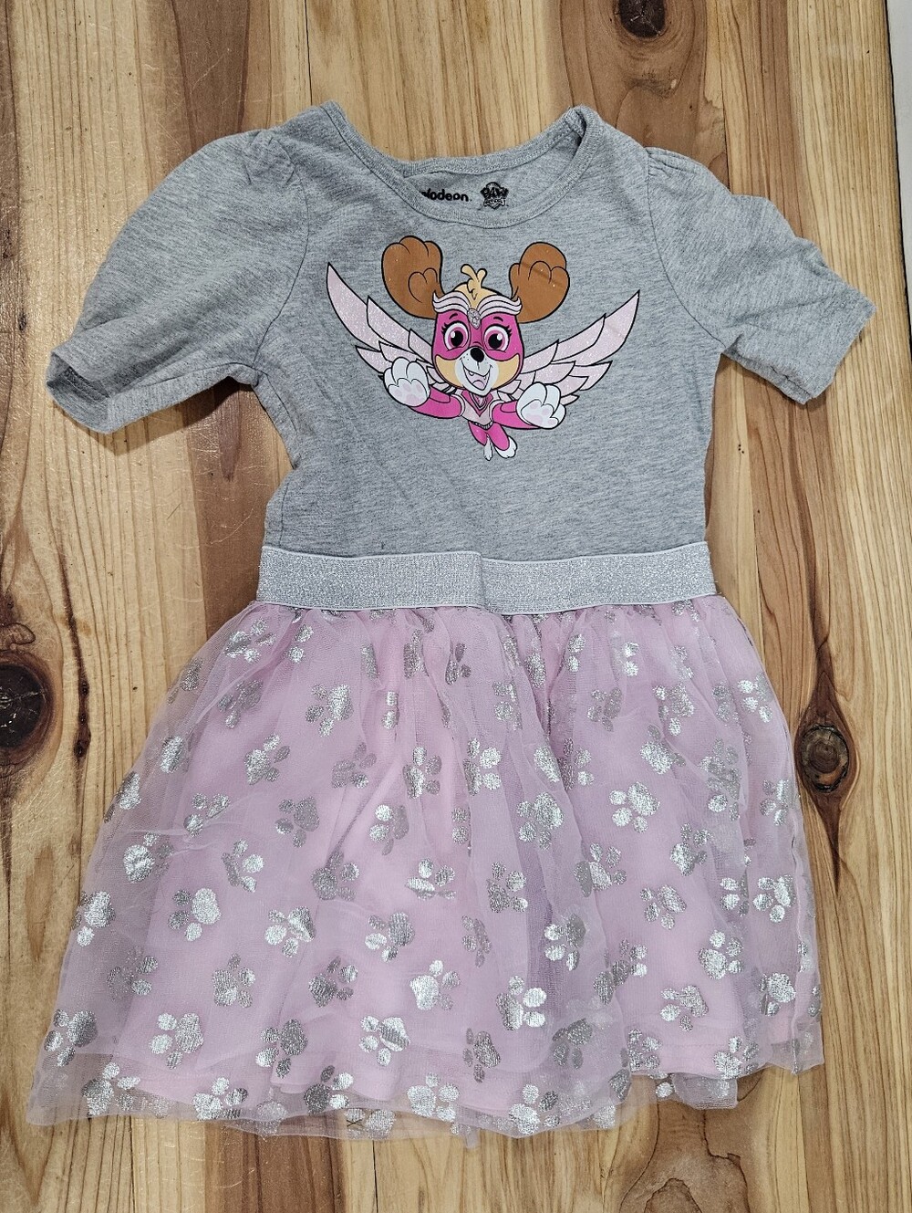 Paw Patrol Pink Helicopter Pilot Skye 5T Dress With Tule Skirt